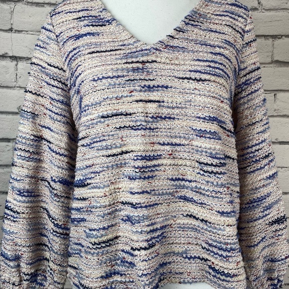 Madewell Pink Purple Marl Knit Lightweight Crop V Neck Boho Sweater size Medium - Picture 3 of 11